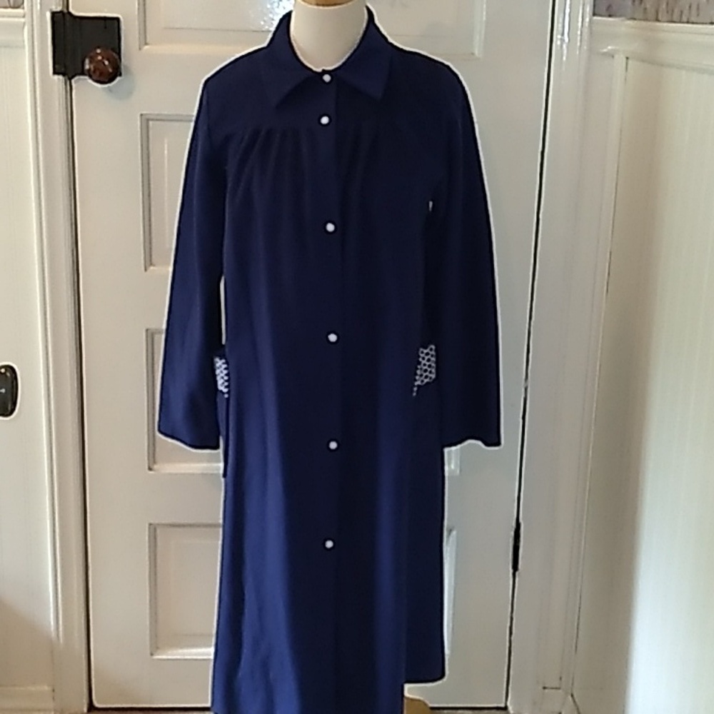 Vintage Heather Collection USA 🇺🇸 blue grandma 👵 granny chic nightgown robe